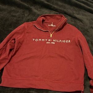 Tommy Hilfiger Men's Burgundy Zip-Up Sweater